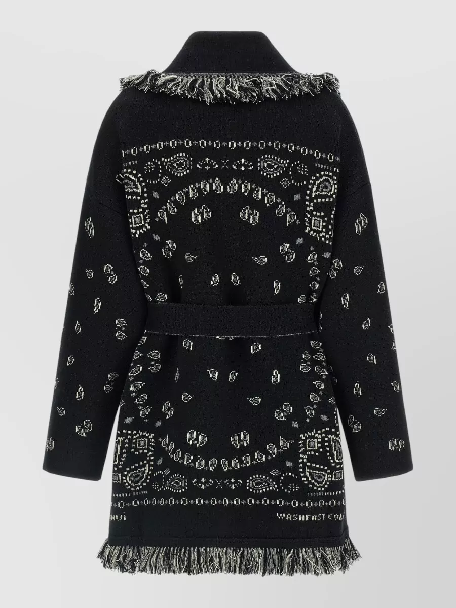 Alanui Cashmere Bandana Fringed Belted Cardigan