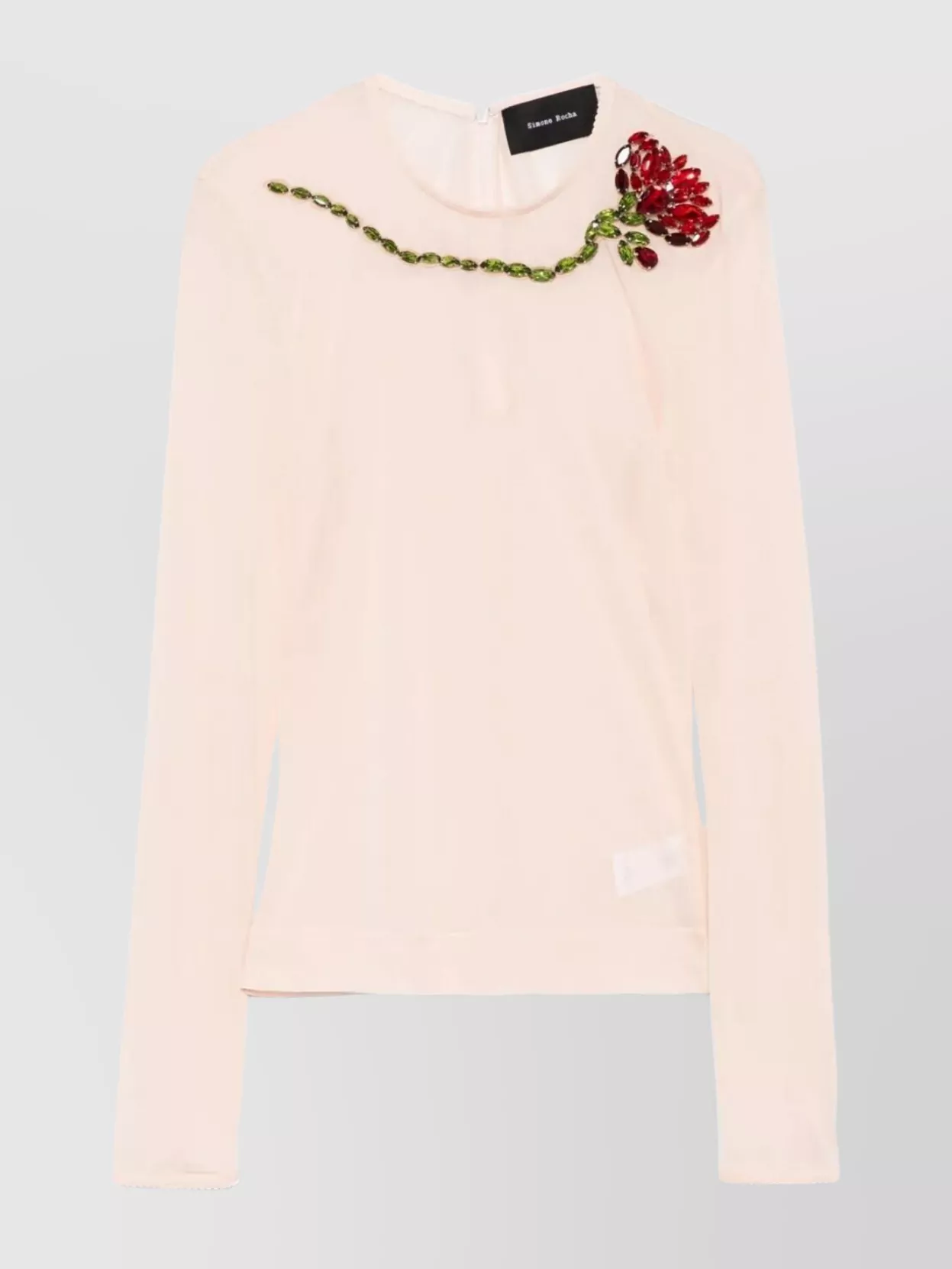 Simone Rocha Sheer Mesh Top Embroidered Detail Long Sleeves