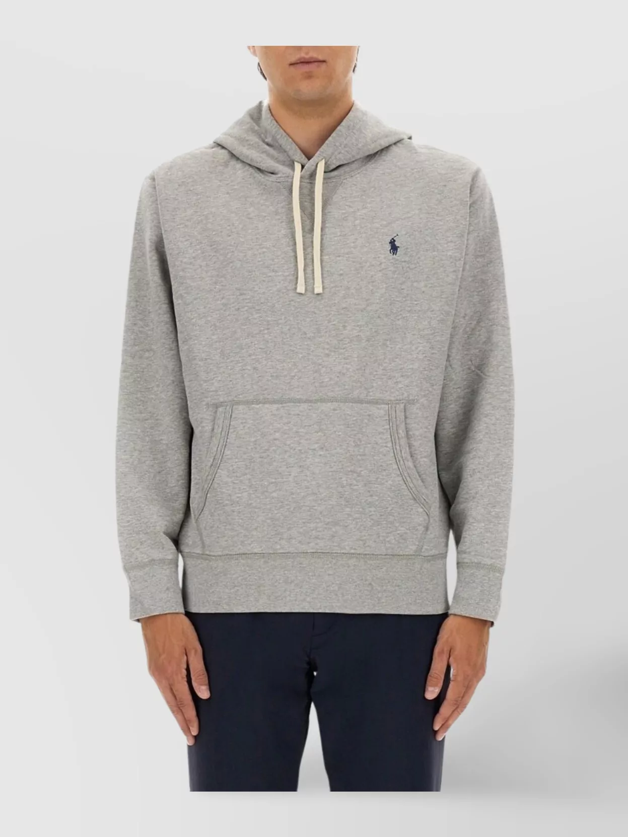 Polo Ralph Lauren Classic Pullover Hoodie With Drawstring In Gray
