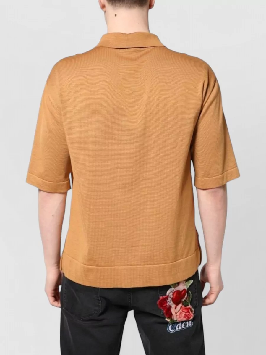 Dolce&Gabbana Silk Floral-Print Collared Short-Sleeve Shirt