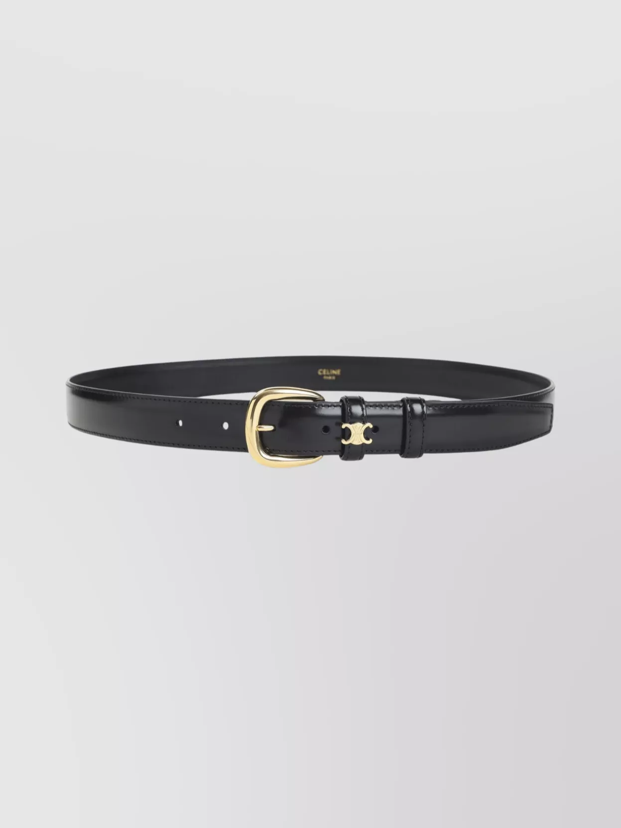 Celine Adjustable 25mm Belt Gold-tone Buckle In Black