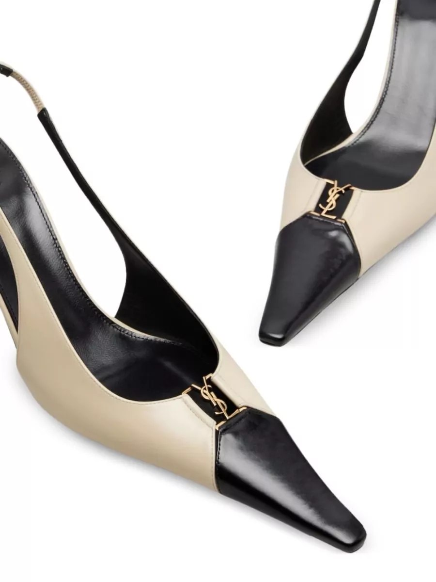 Saint Laurent Leather Two-Tone Slingback Pumps