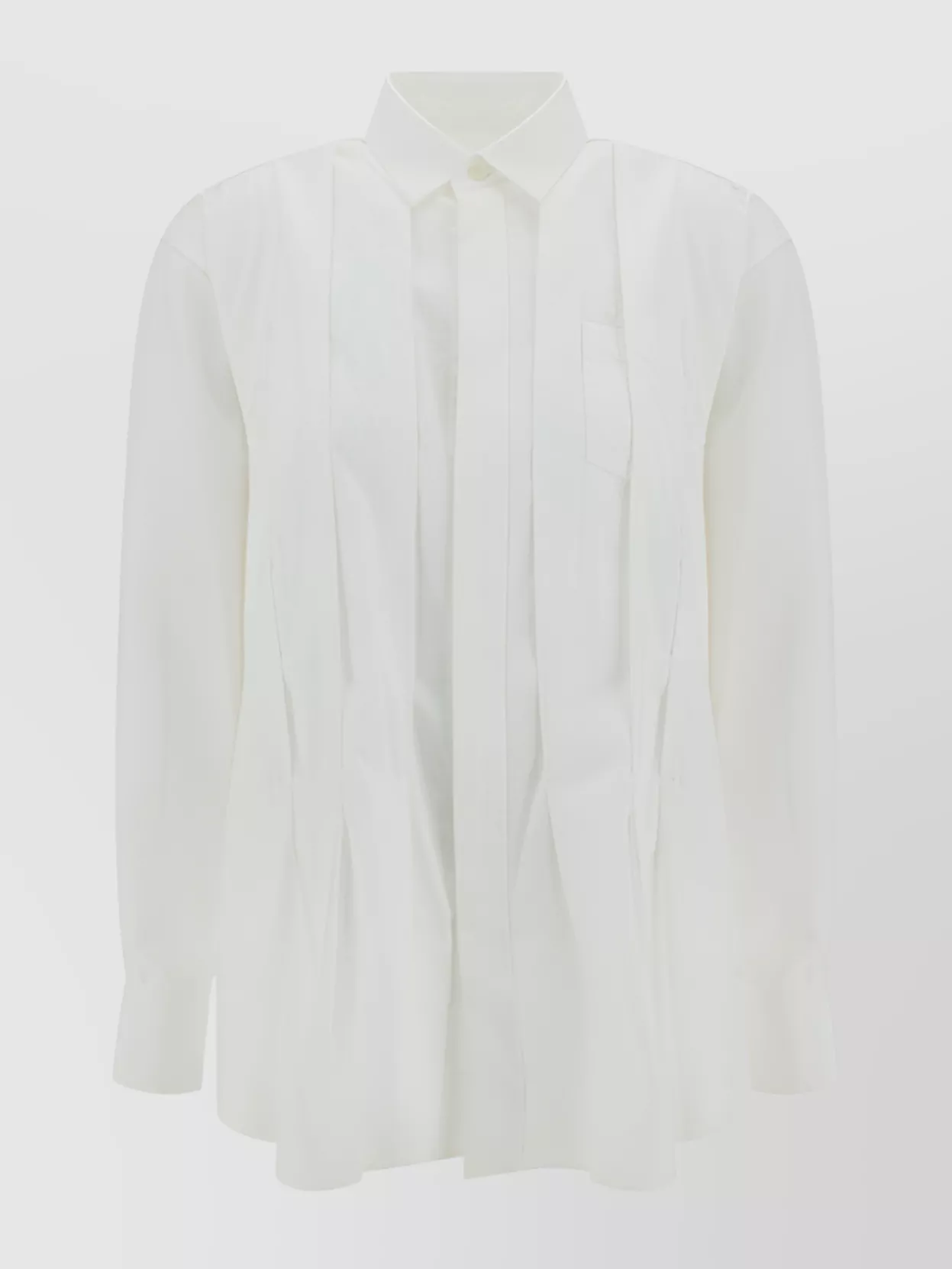 Shop Sacai Oversized Cotton Poplin Shirt With Chest Pocket
