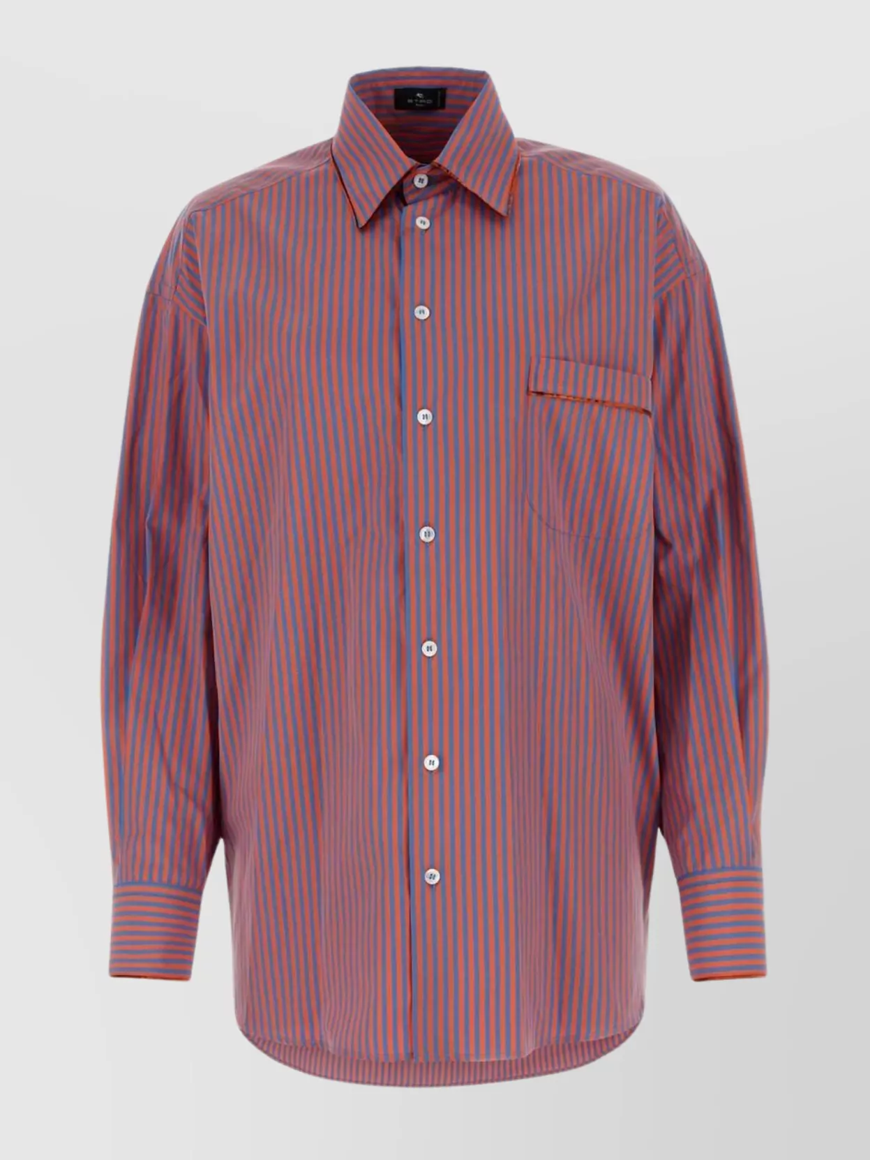 Shop Etro Striped Pattern Shirt With Chest Pocket