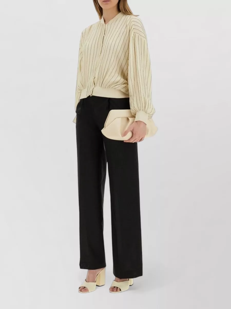 ALYSI SILK BOMBER JACKET STRIPED RIBBED DESIGN