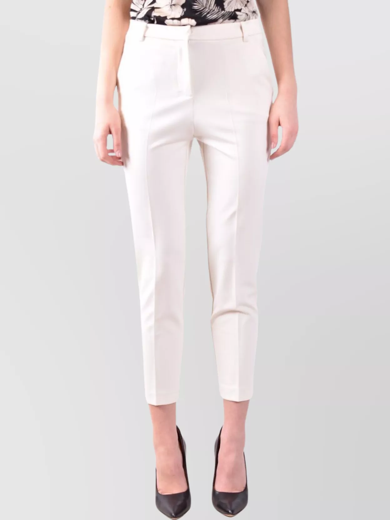 Pinko Tailored Trousers Cropped Length In White