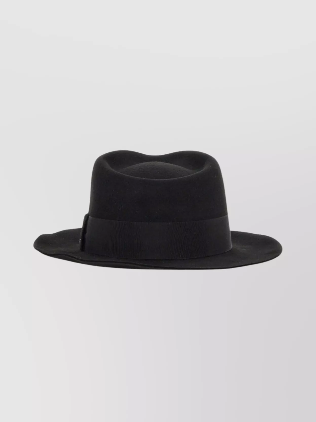 Saint Laurent Wide Brim Fedora With Grosgrain Ribbon Band In Black