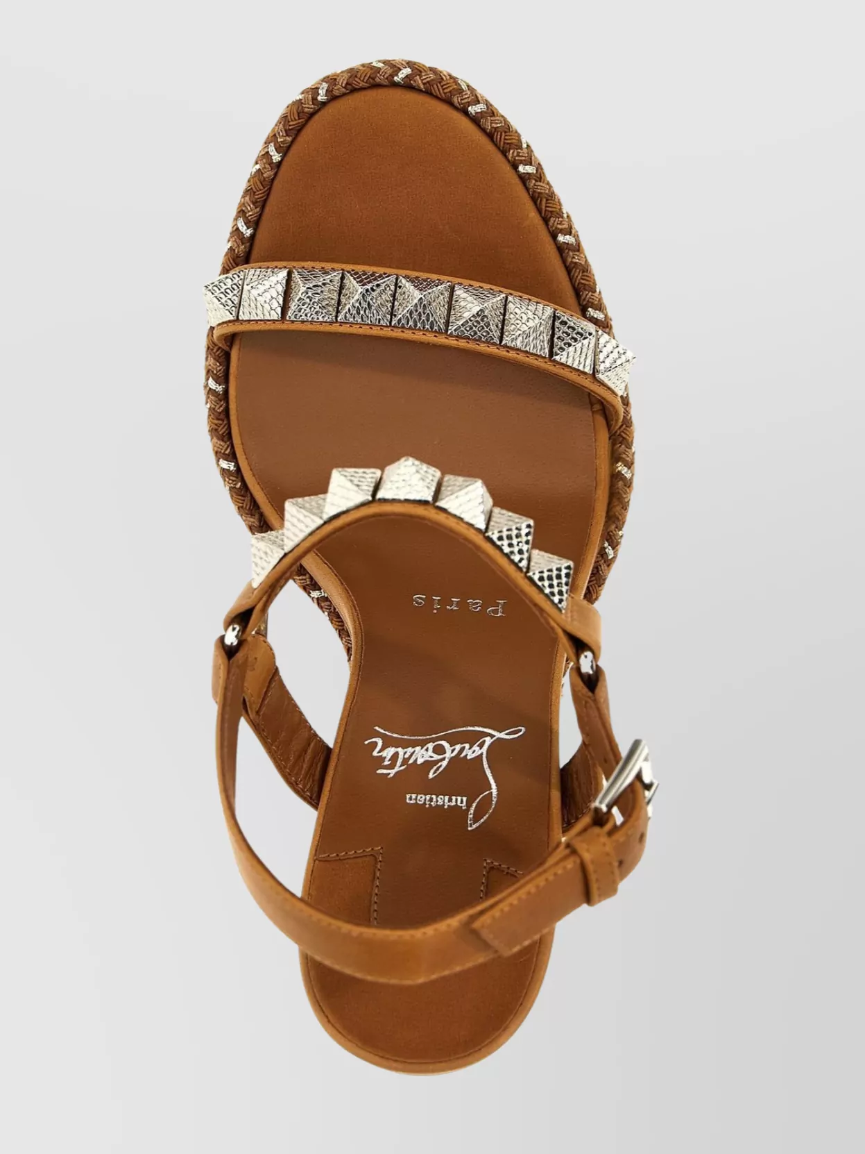 Christian Louboutin Studded Braided Wedge Sandals Embellishments