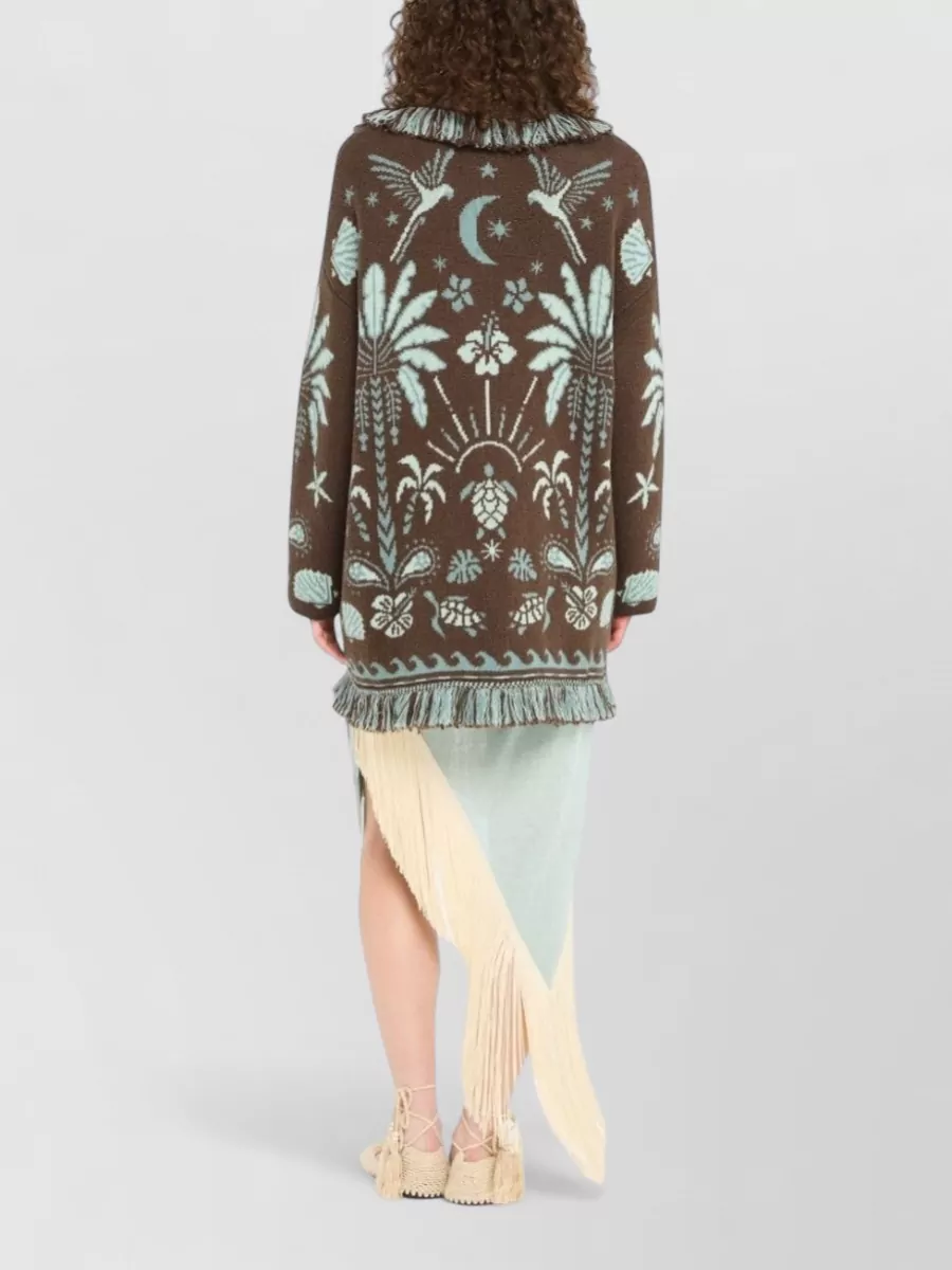 Alanui Island Echoes Wool Cotton Shawl Collar Cardigan