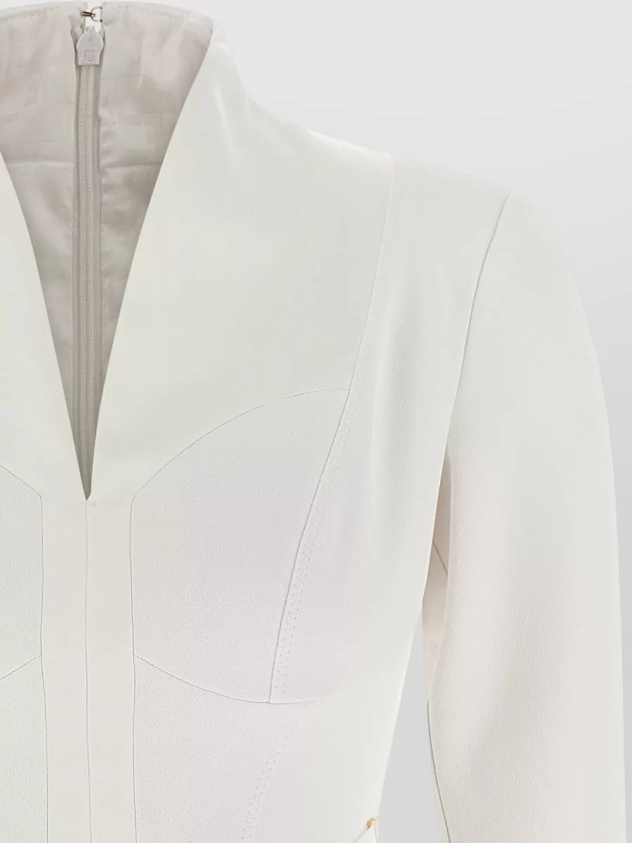 Elisabetta Franchi Logo Dress Elastic Bands V Neckline