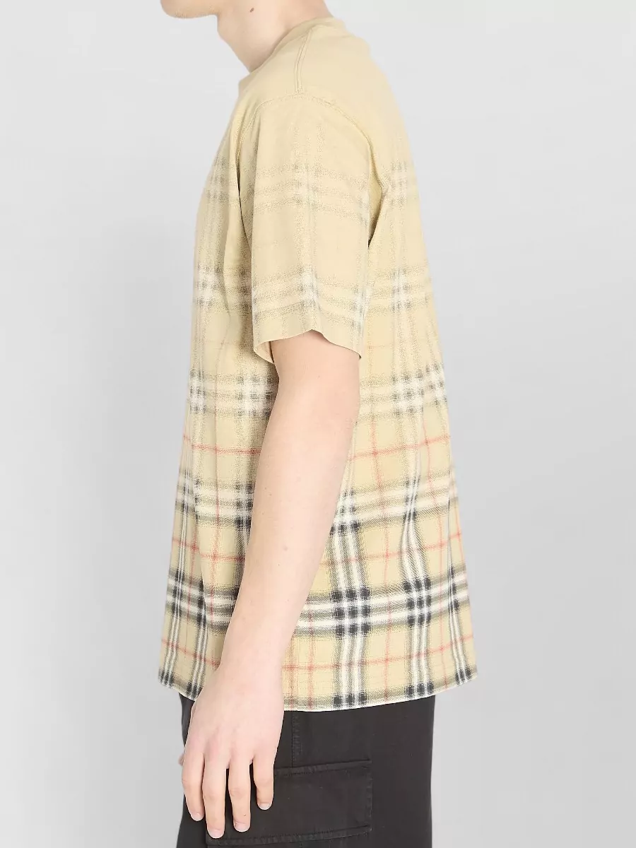 Burberry Check Fade Cotton Jersey Crew T Shirt