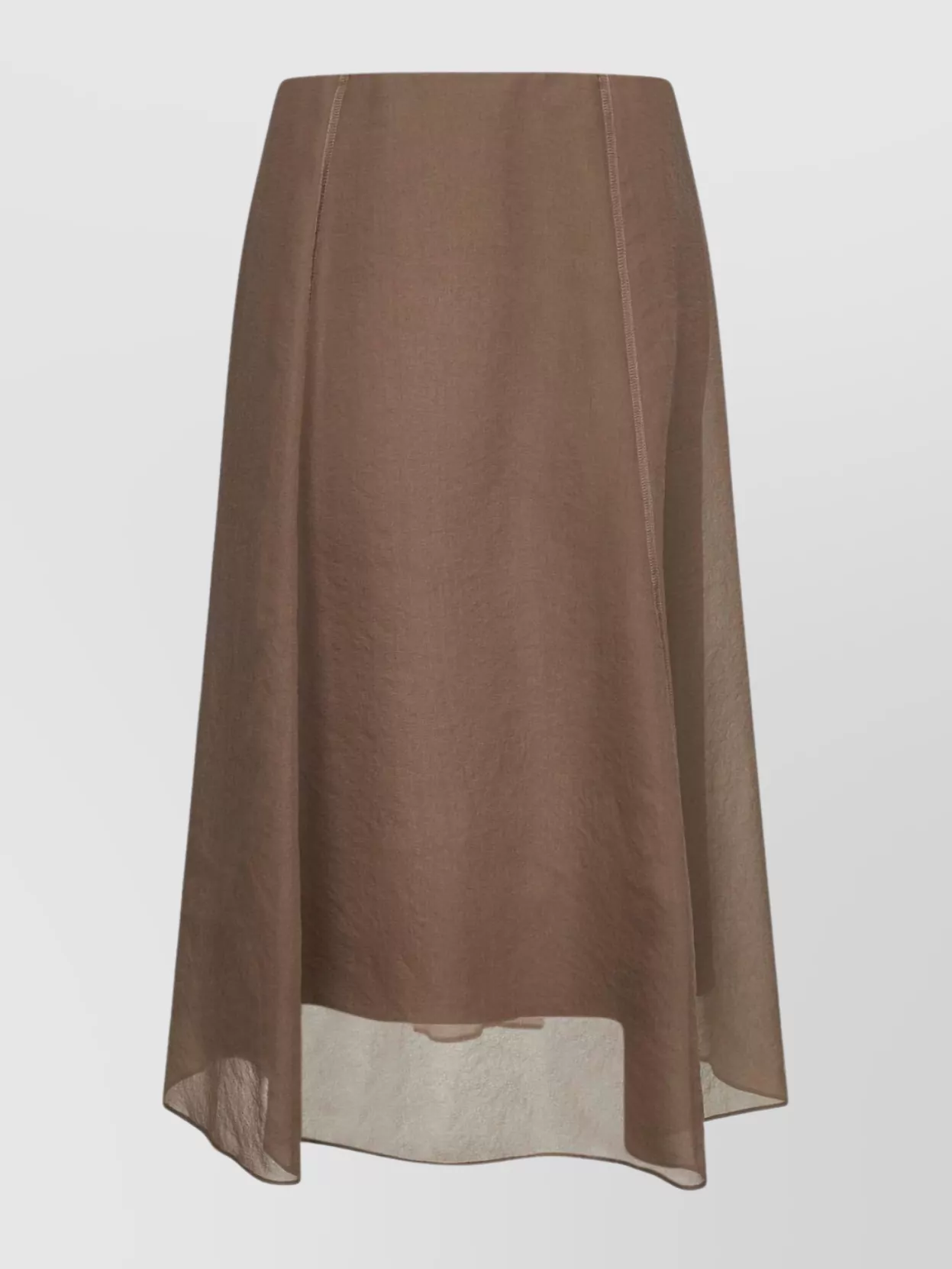 Brunello Cucinelli Flared Bottom Silk Midi Skirt