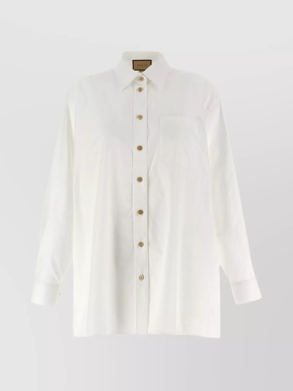 Gucci Logo Long Sleeves Collared Neck Chest Pocket In White