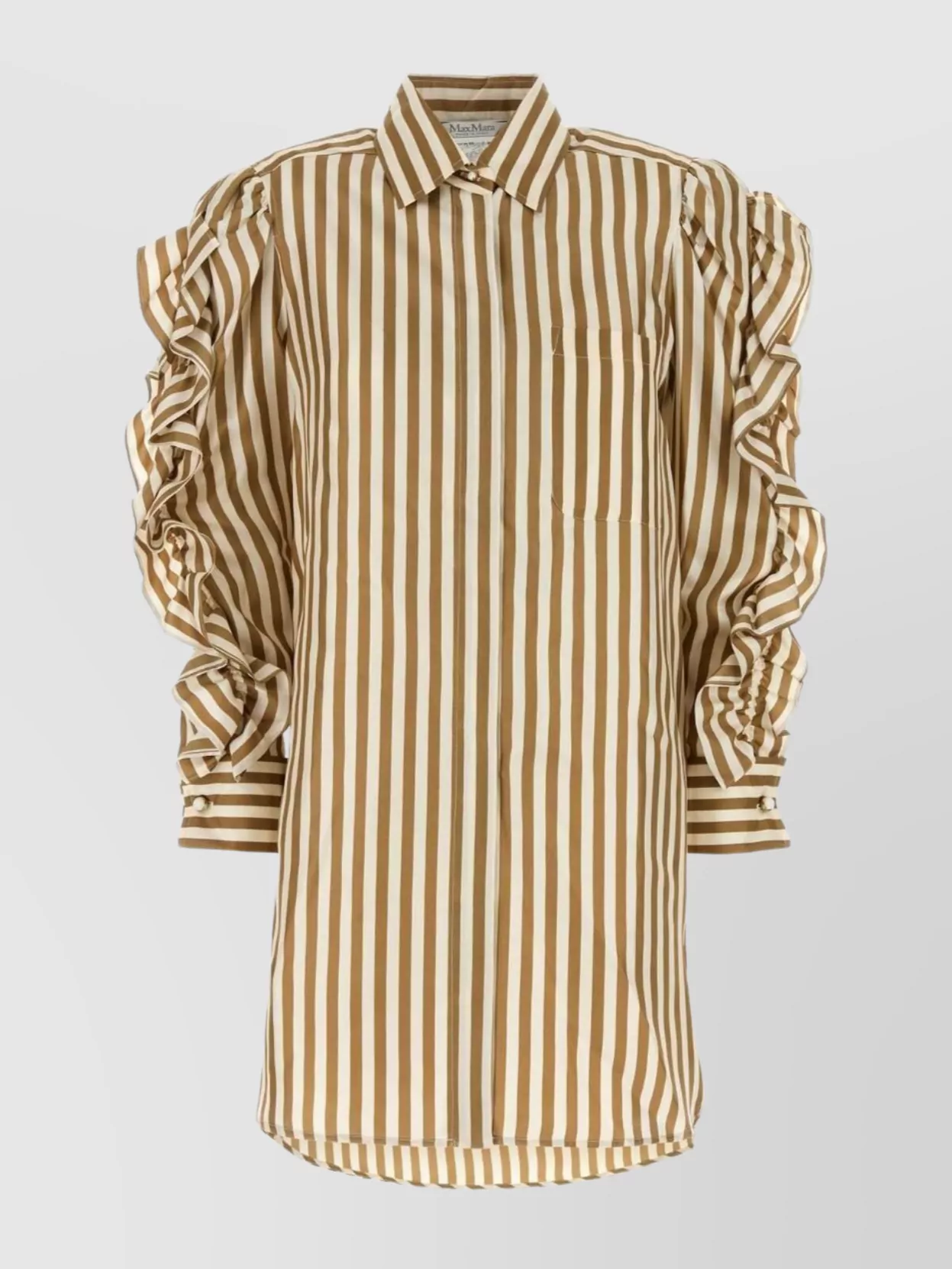 Max Mara Multicolor Printed Silk Manna Shirt Dress In Neutral