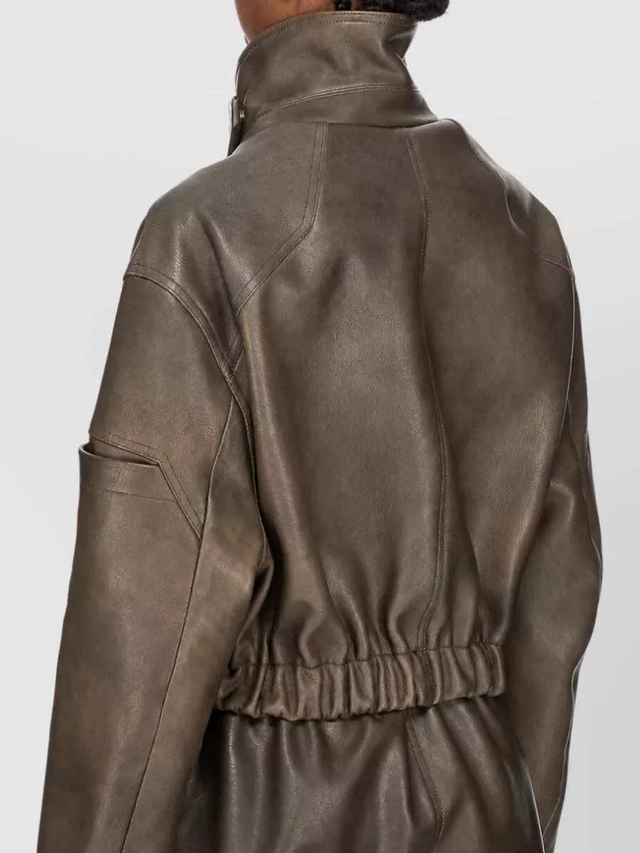 Rick Owens Calf Leather Collared Bomber Jacket