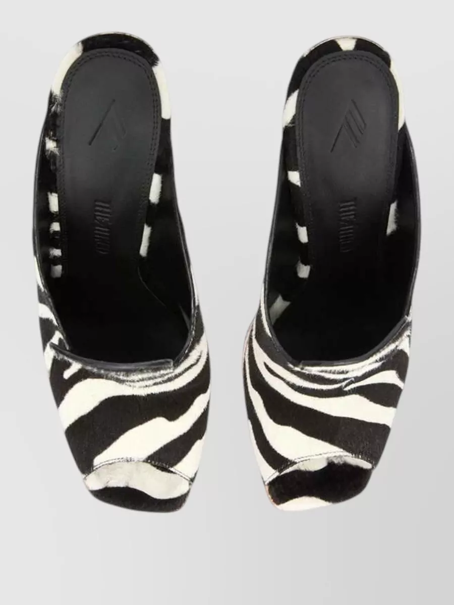 The Attico Zebra-Print Leather Platform Mules 140Mm