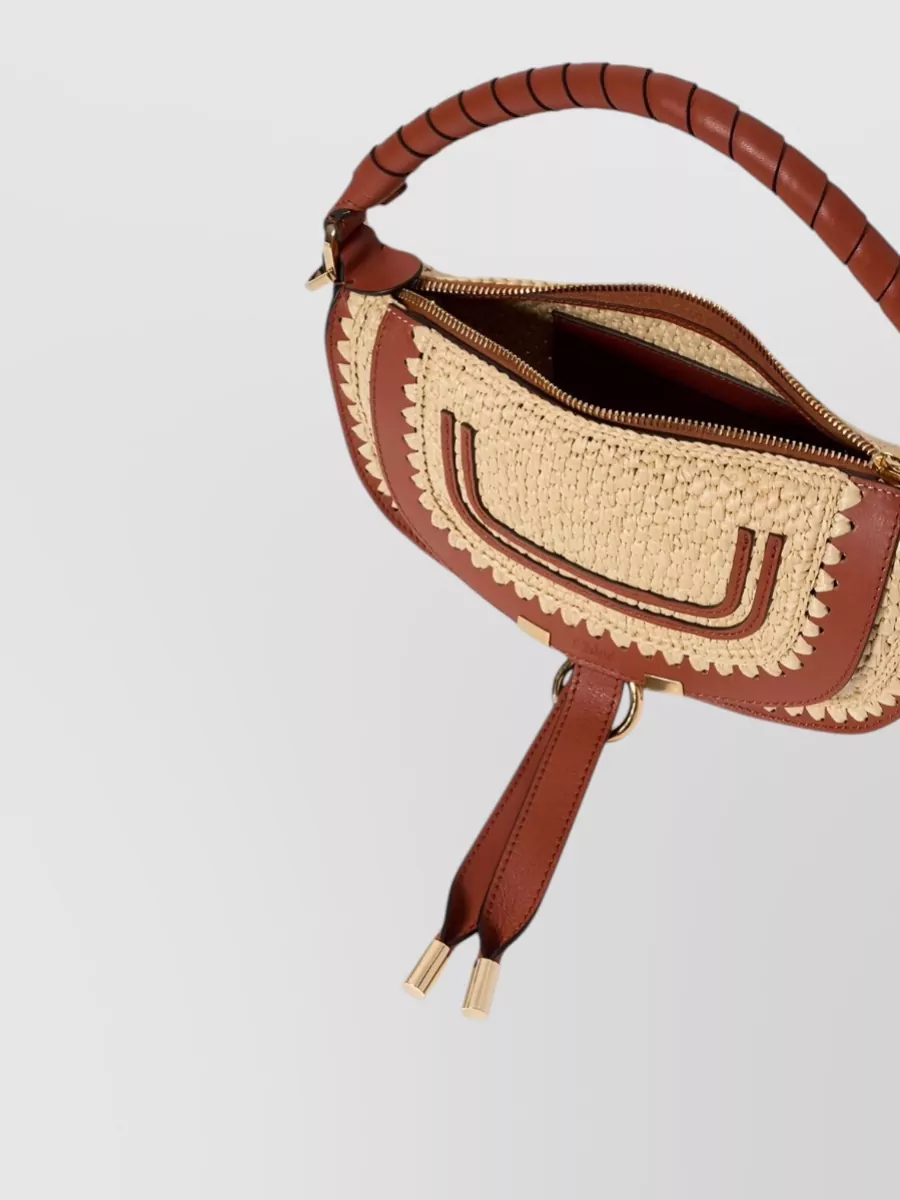Chloé Marcie Mini Raffia-Effect Clutch Bag