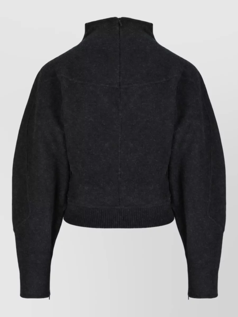 Max Mara Cashmere blend ribbed high neck cropped jacket