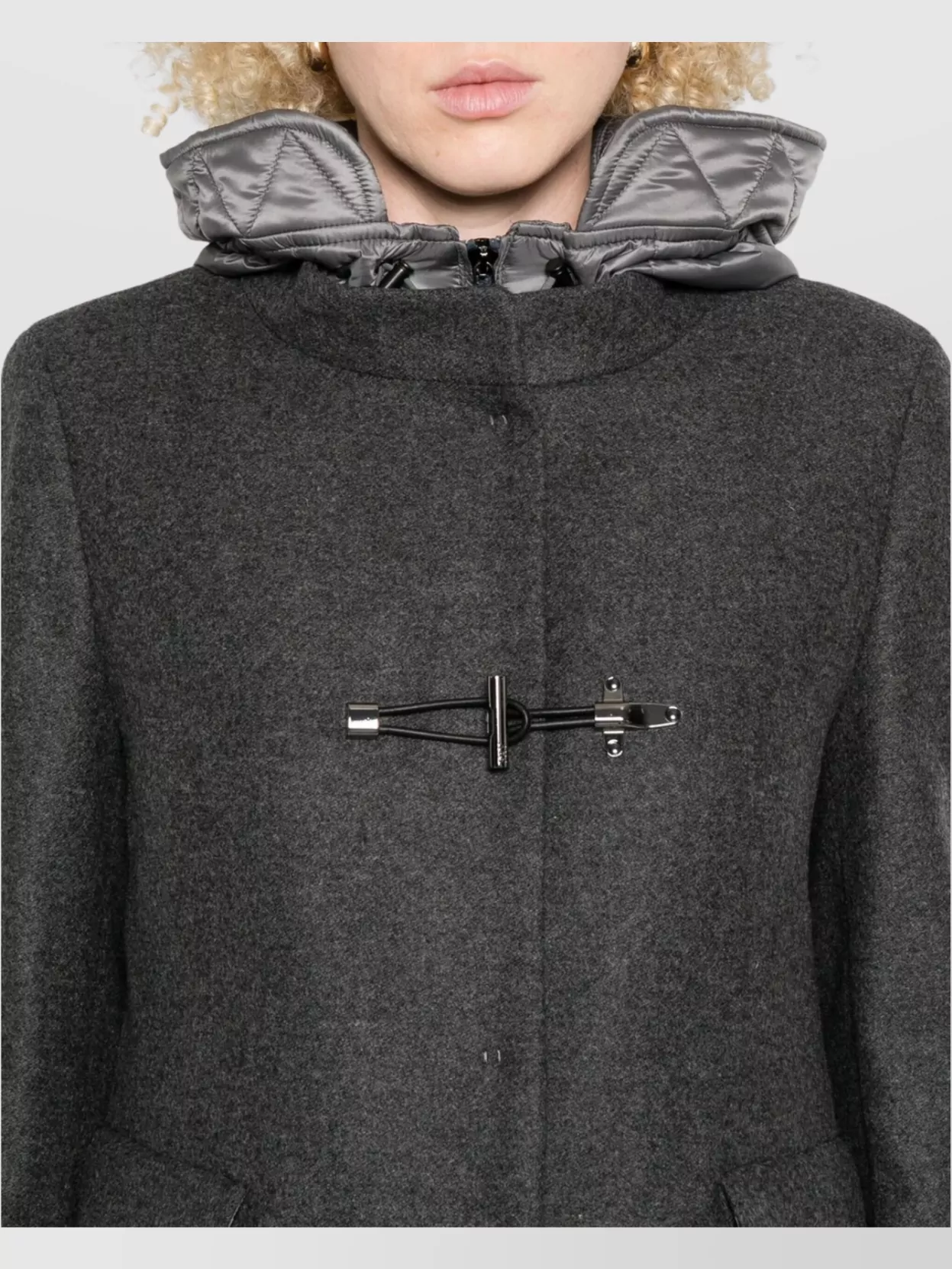 Fay Quilted Hooded Coat Flap Pockets