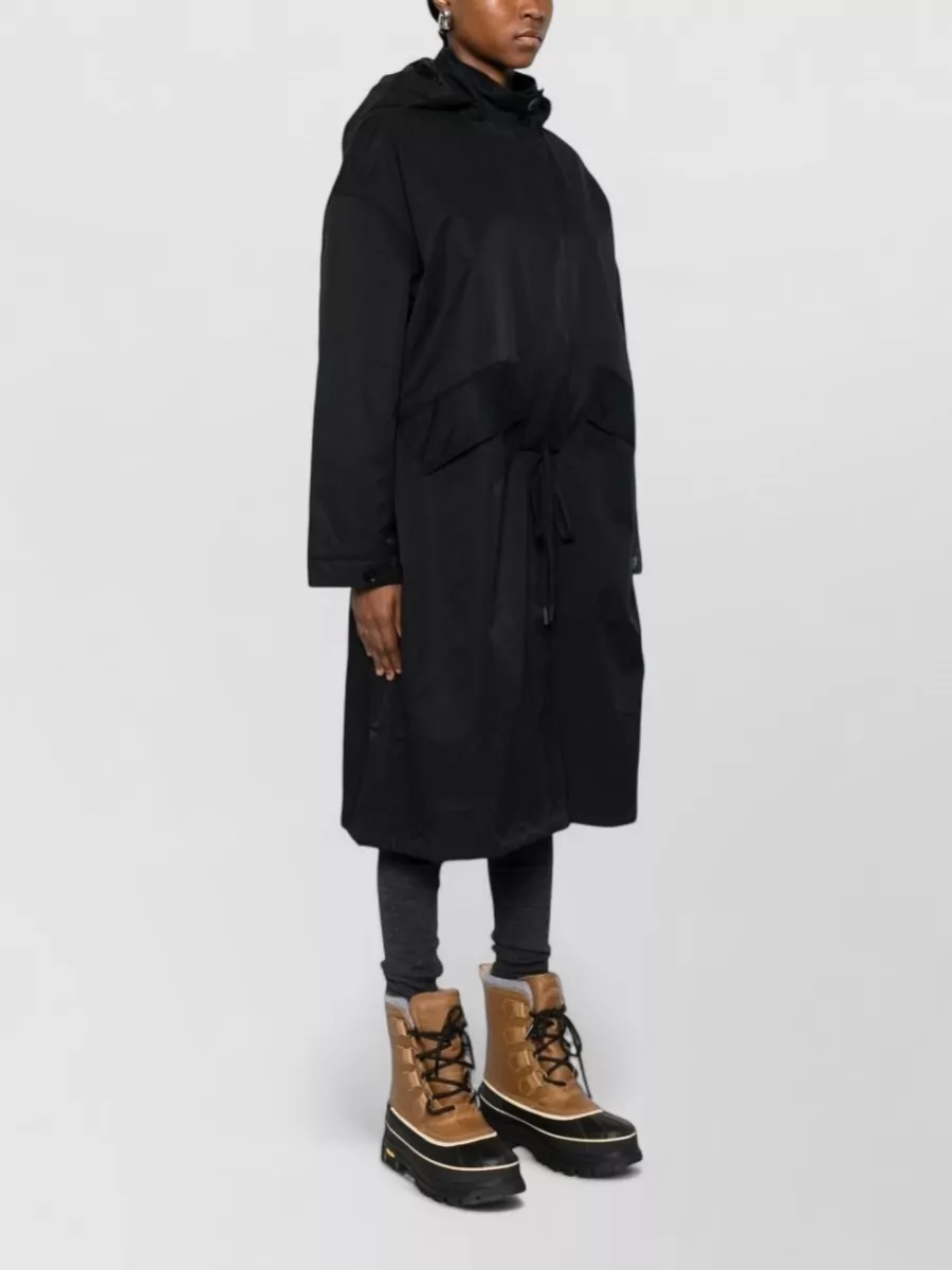 Closed Cotton Nylon Hooded Parka Coat