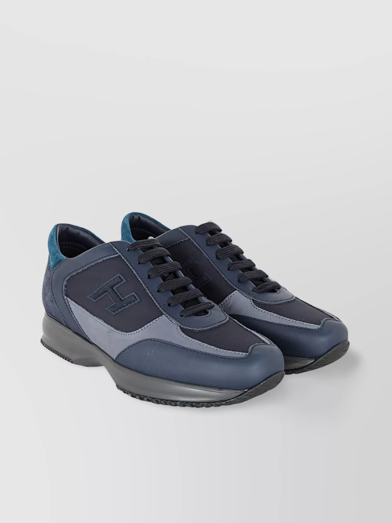 Hogan Interactive H Flock Sneakers With Contrast Panels In Blue