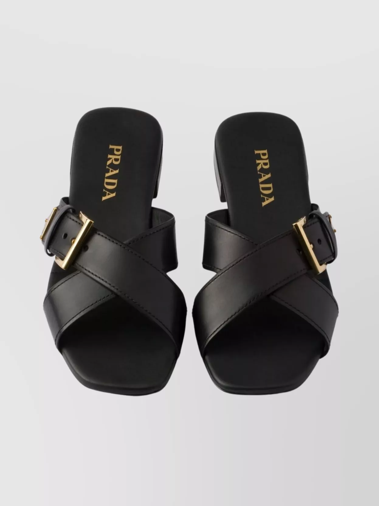 Prada Cross Strap Flat Sandals Open Toe Design