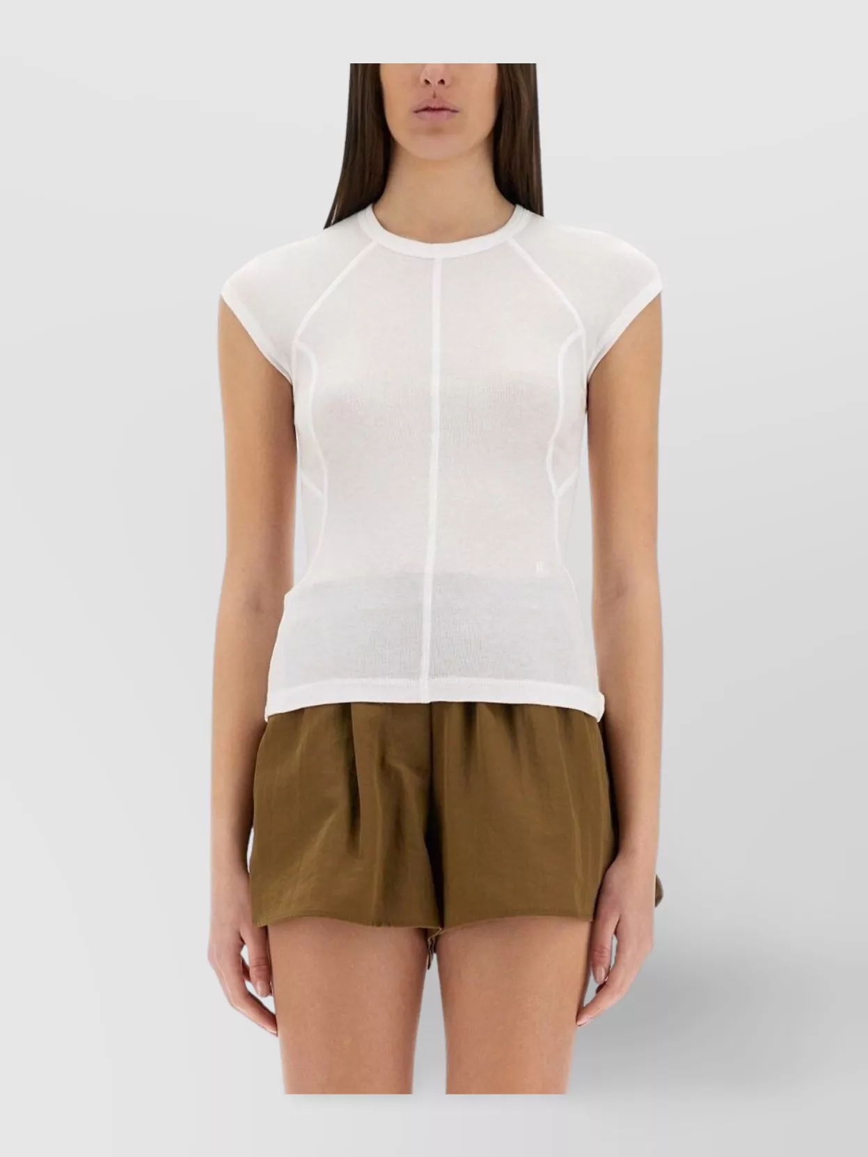 Helmut Lang Slim Fit Sheer Cap Sleeve T-Shirt
