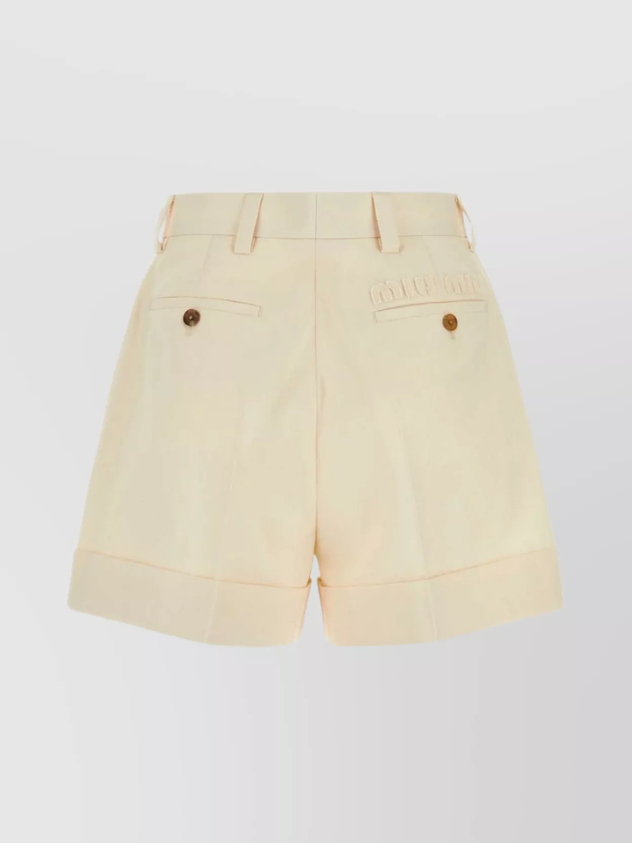 Miu Miu Cotton Shorts With Back Darts And Contrast Piping In Multi