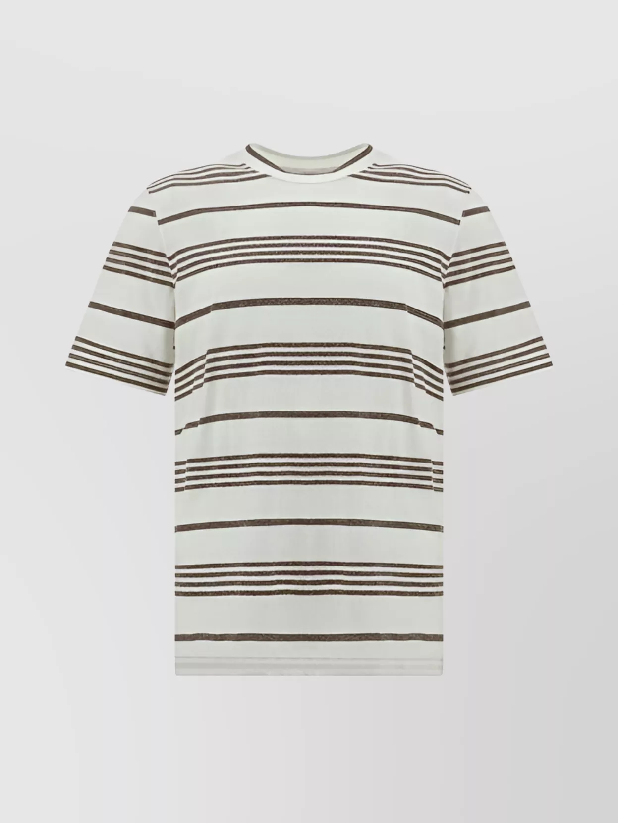 Shop Brunello Cucinelli Striped Cotton Crew Neck T-shirt