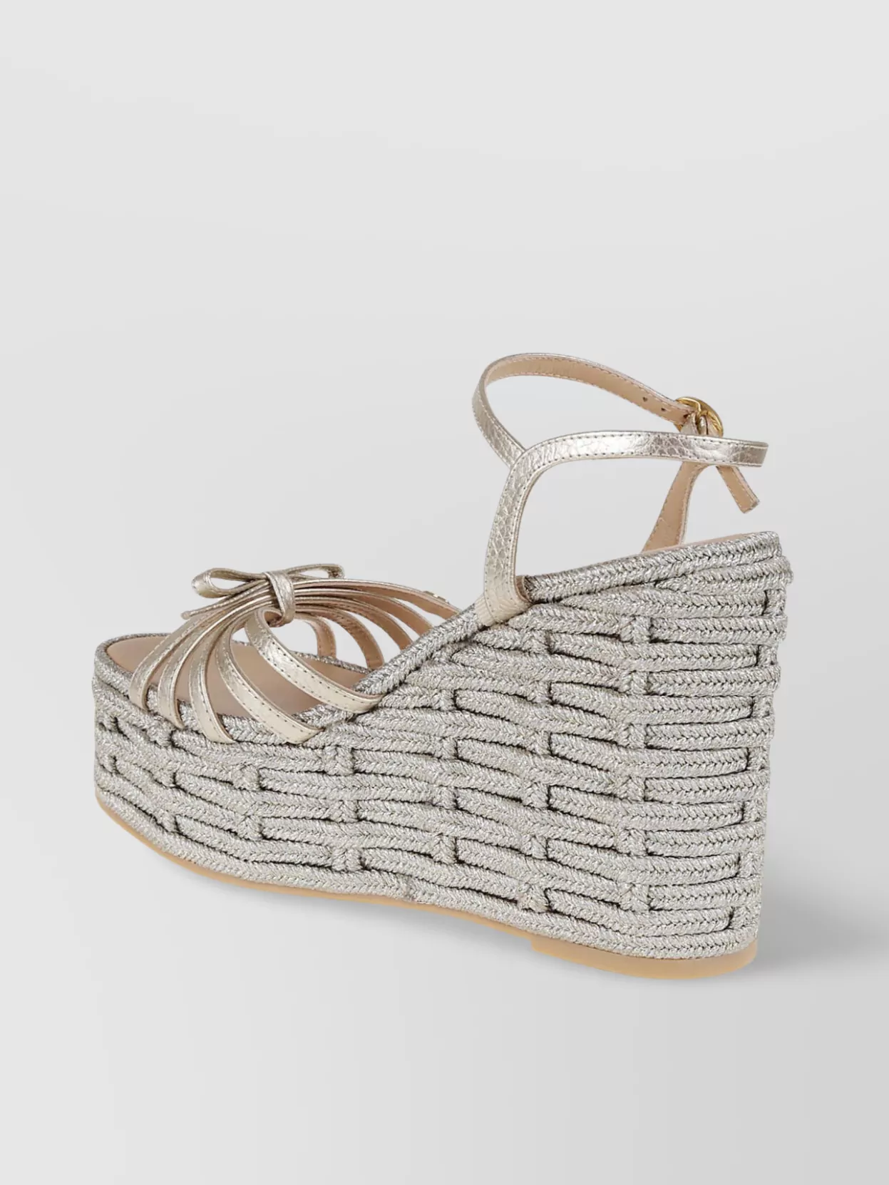 Valentino Metallic Wedge Strappy Open Toe Espadrilles