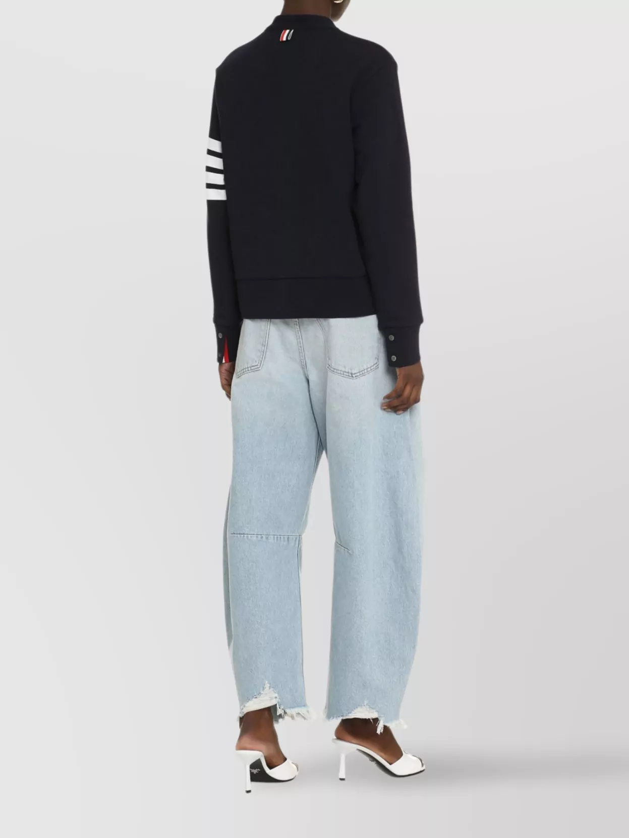 Thom Browne Striped Sleeve Cardigan Nacre Buttons