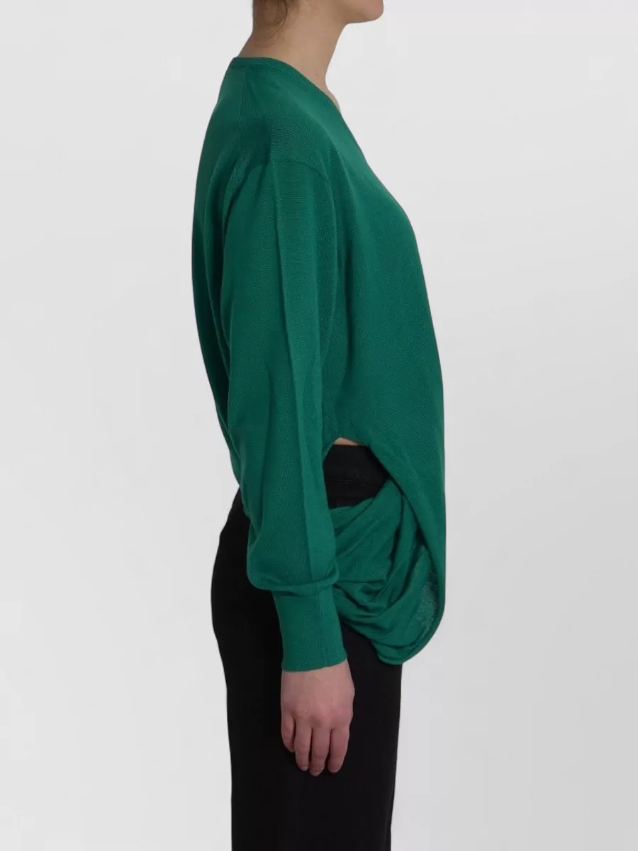 Loewe Wool Ribbed V-Neck Asymmetric Wrap Sweater