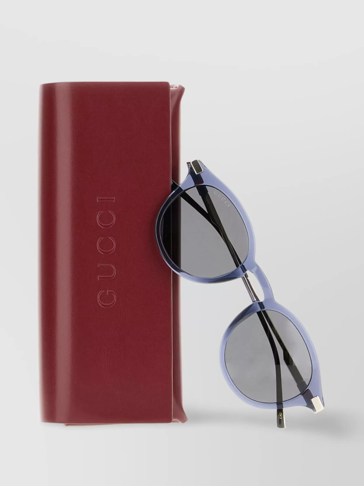 Gucci Acetate Sunglasses With Metal Temples And Round Frame