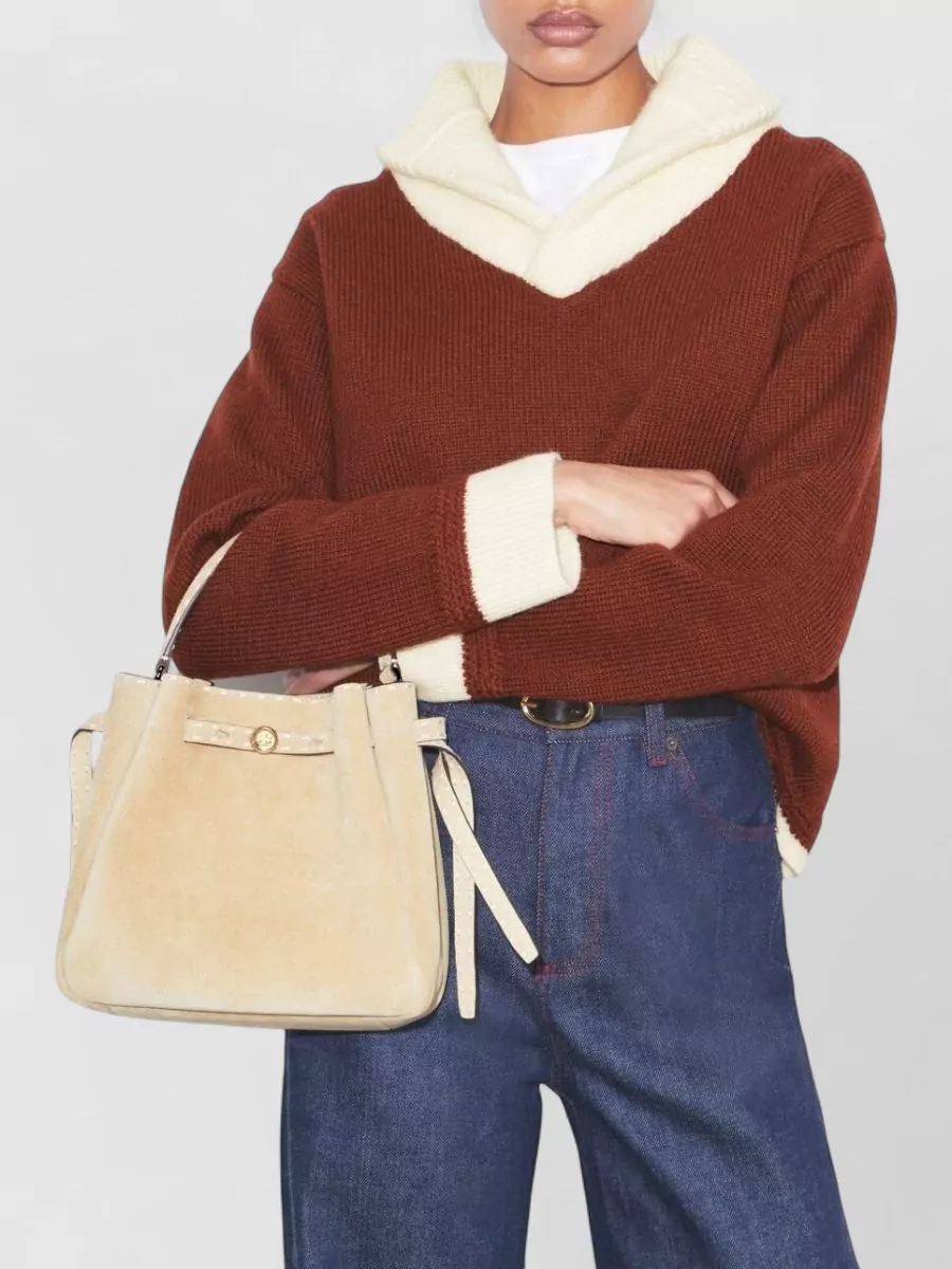 Tory Burch Romy Suede Leather Bucket Bag