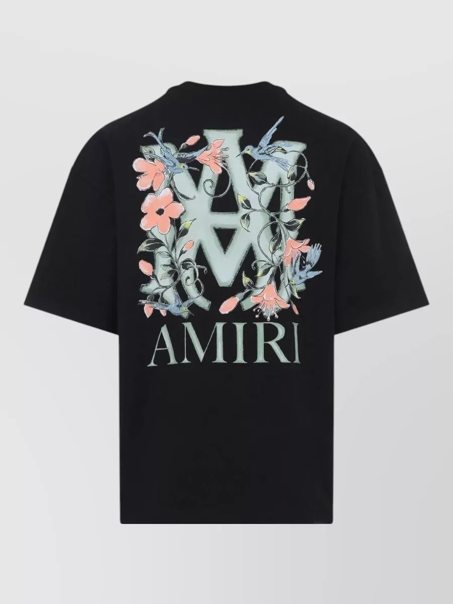 Amiri Floral-Print Logo-Print Cotton T-Shirt