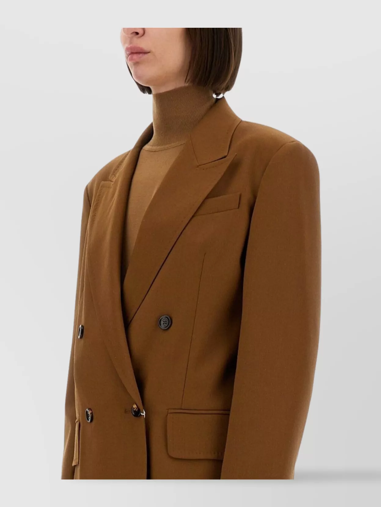 Max Mara Double-breasted Jacket Flap Pockets In Brown