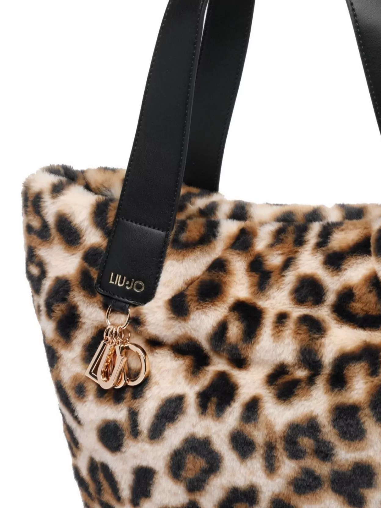 Liu •jo Leopard Print Faux Fur Shoulder Bag In Brown
