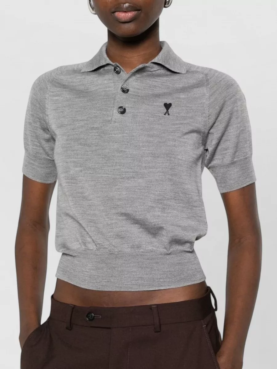 Ami Paris Wool Short-Sleeve Polo Shirt