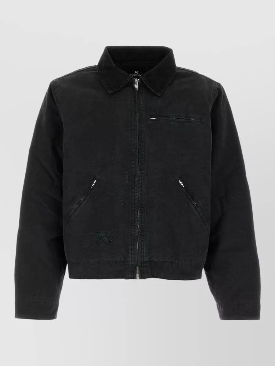 Represent cotton padded regular-fit single-breasted jacket