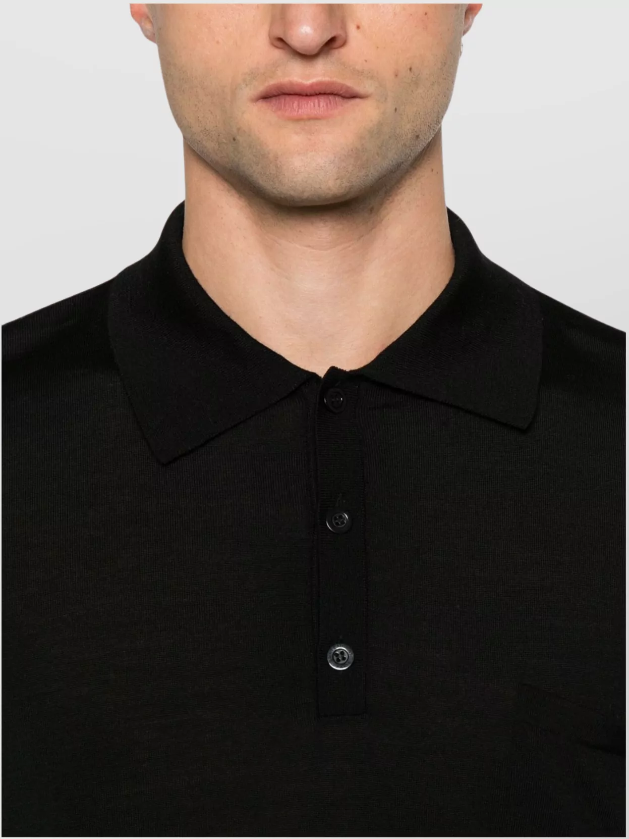 Saint Laurent Cassandre Short Sleeve Polo Shirt With Patch Pocket