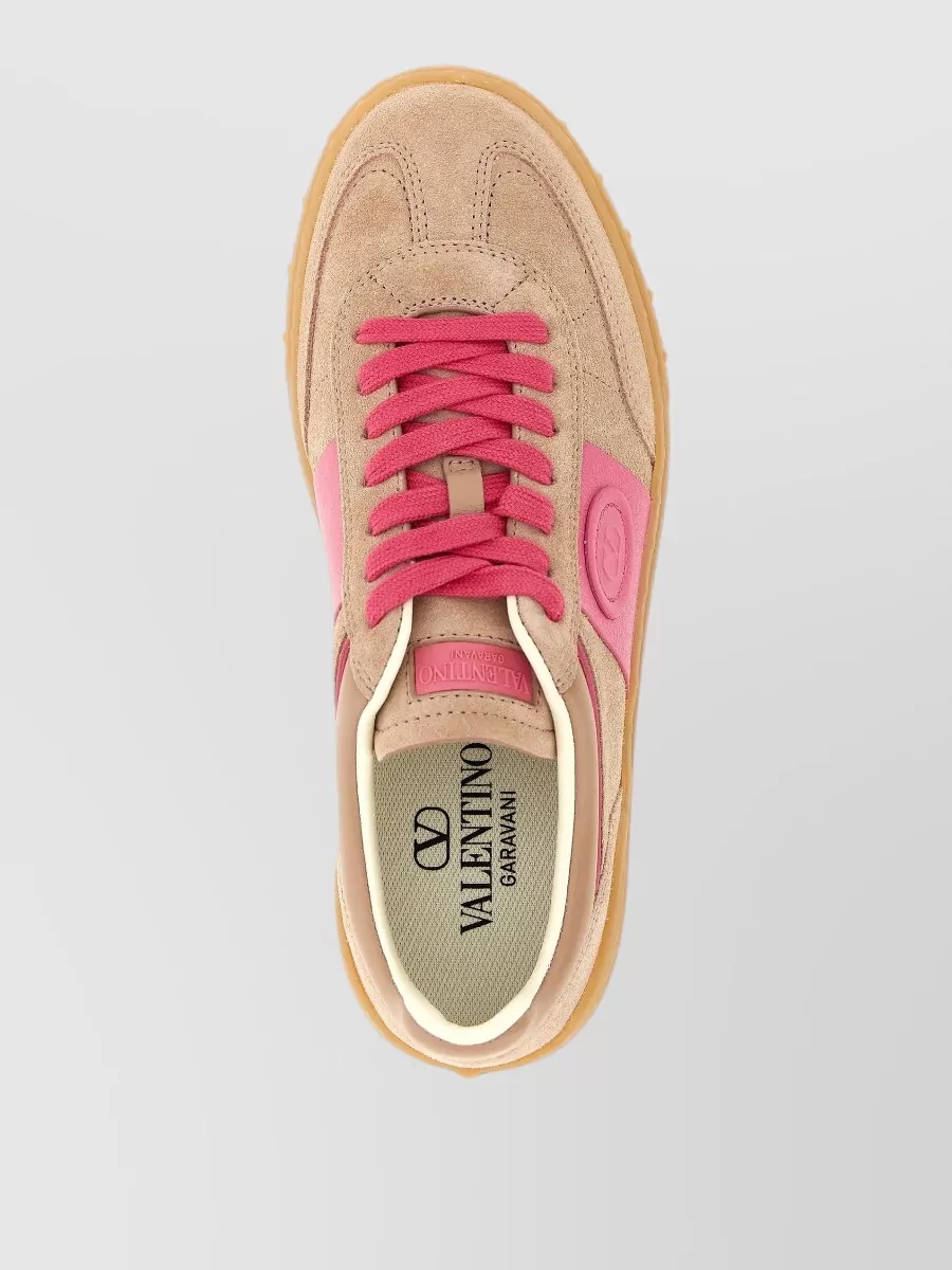 Valentino Leather Suede Low-Top Sneakers