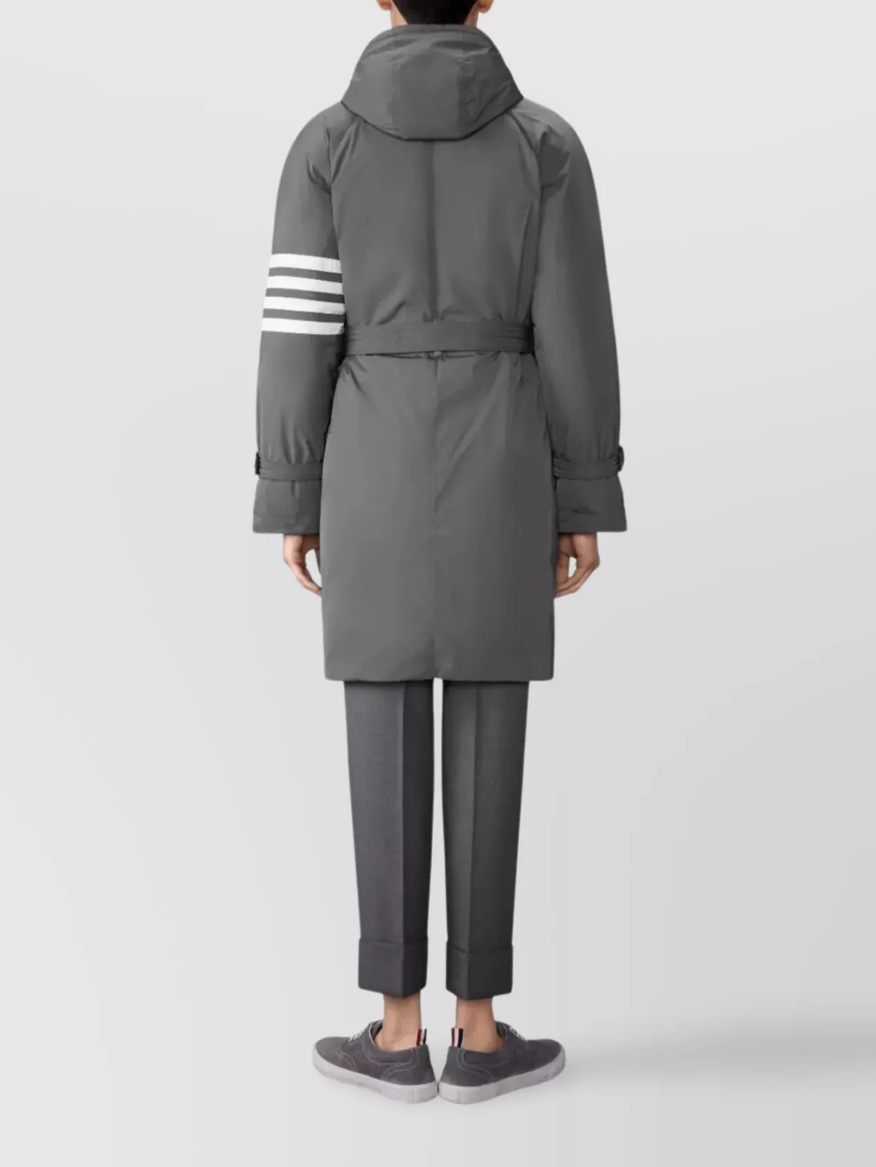 Thom Browne Hooded Down Parka Belted Waist