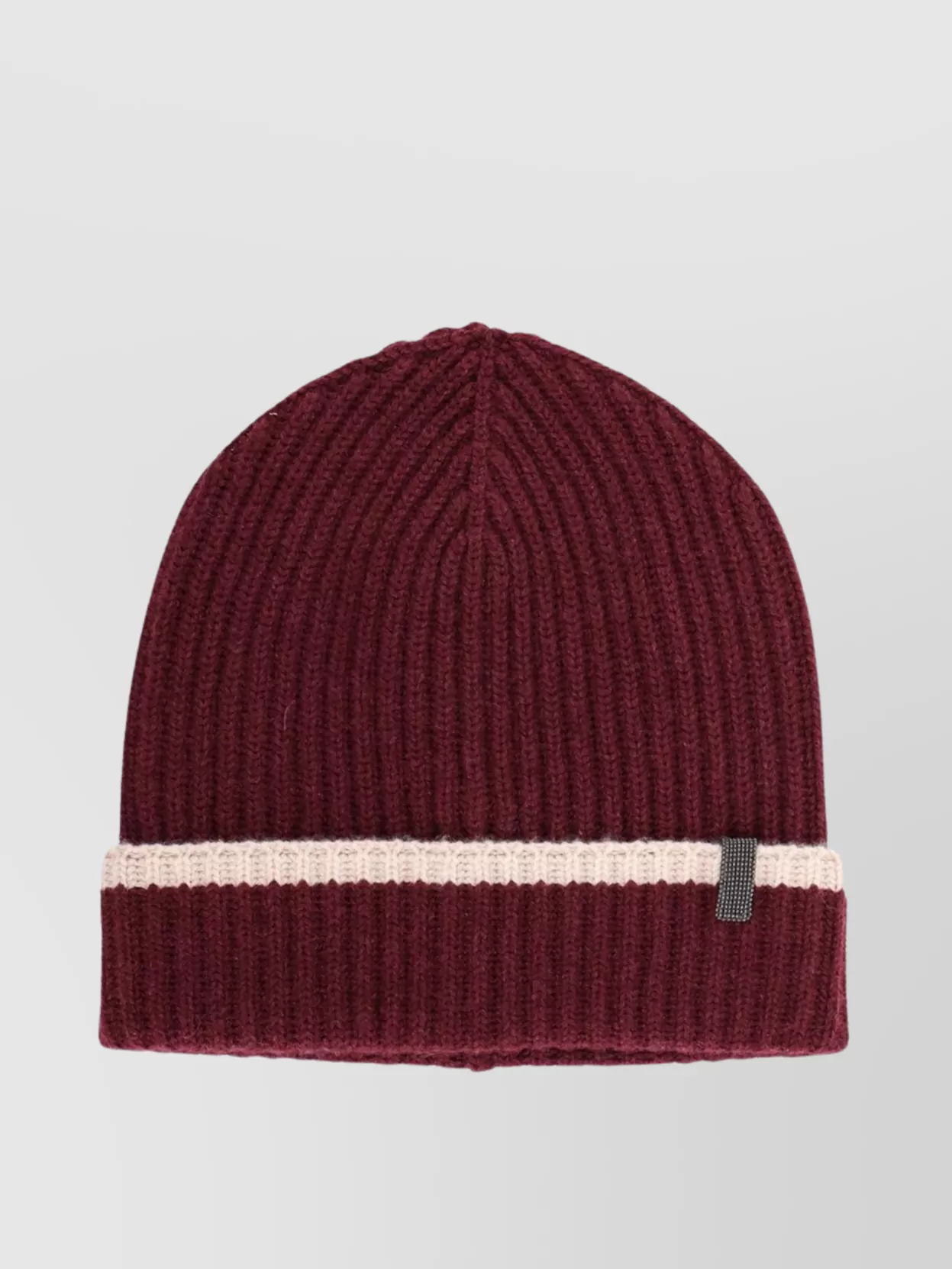 Brunello Cucinelli Cashmere Hat Monili Detail Fold Ribbed Knit