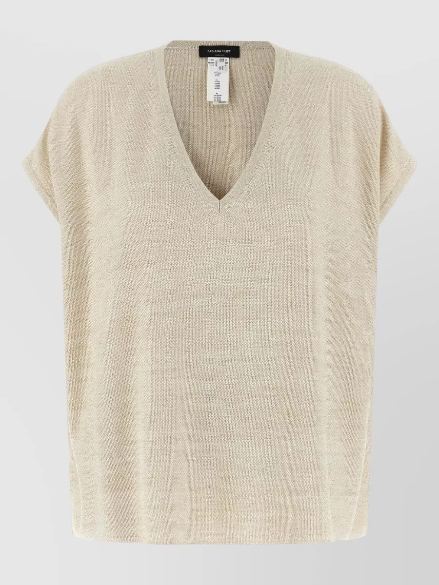 Fabiana Filippi V-neck short-sleeve knitted top