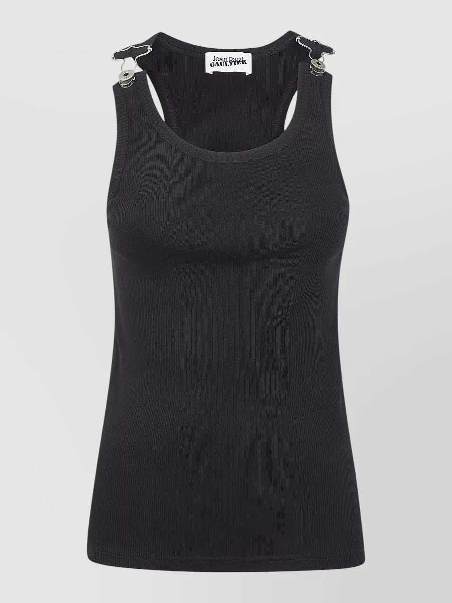 Jean Paul Gaultier Tank Top Metal Hardware Ribbed Round Neckline