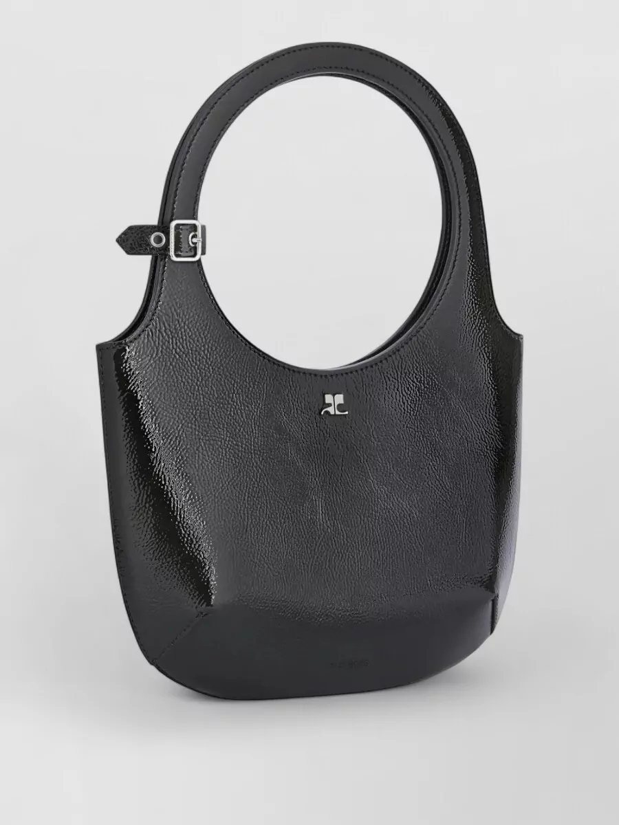 Courrèges Curved Patent Leather Shoulder Bag
