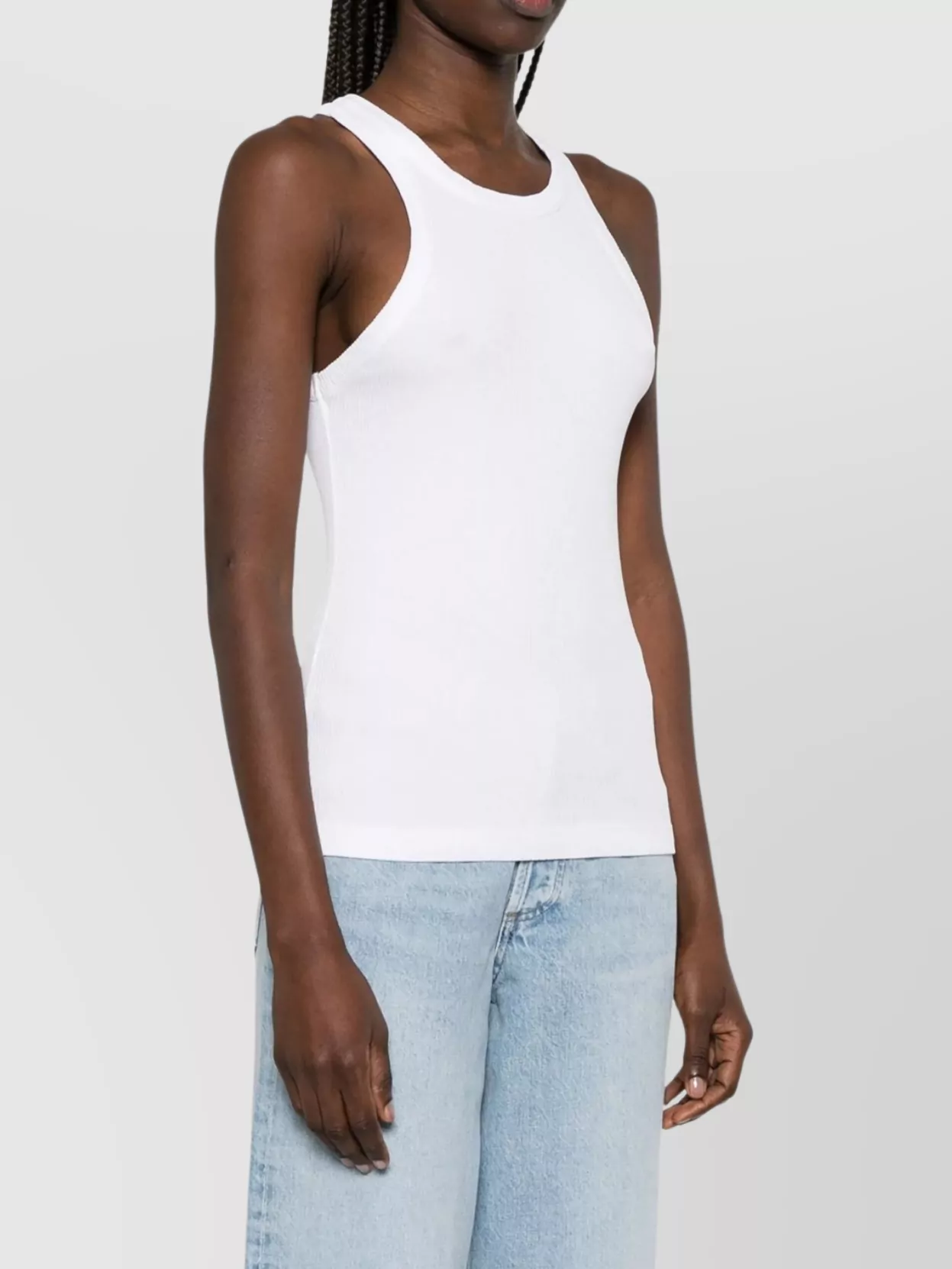 Agolde Ribbed Round Neck Sleeveless Tank Top