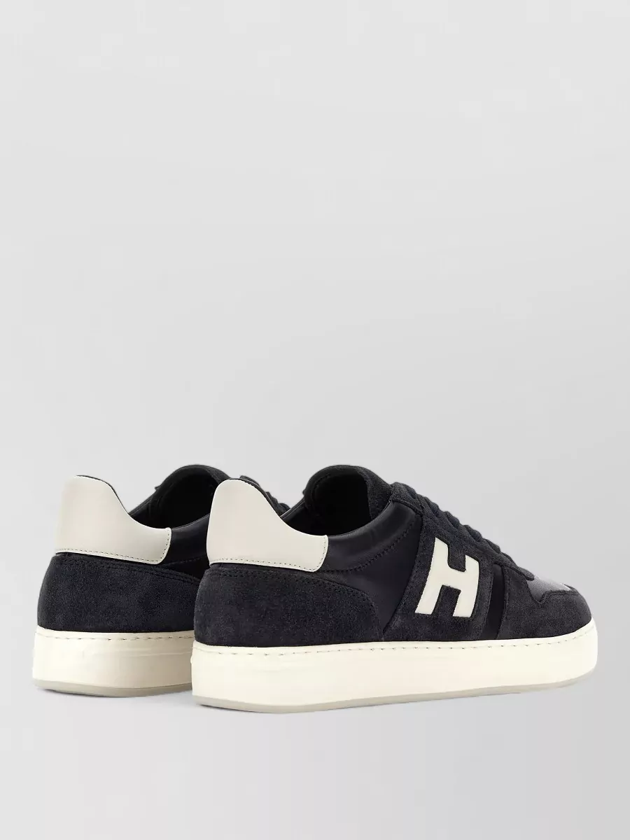 Hogan Sneakers Contrasting Sole Round Toe Suede