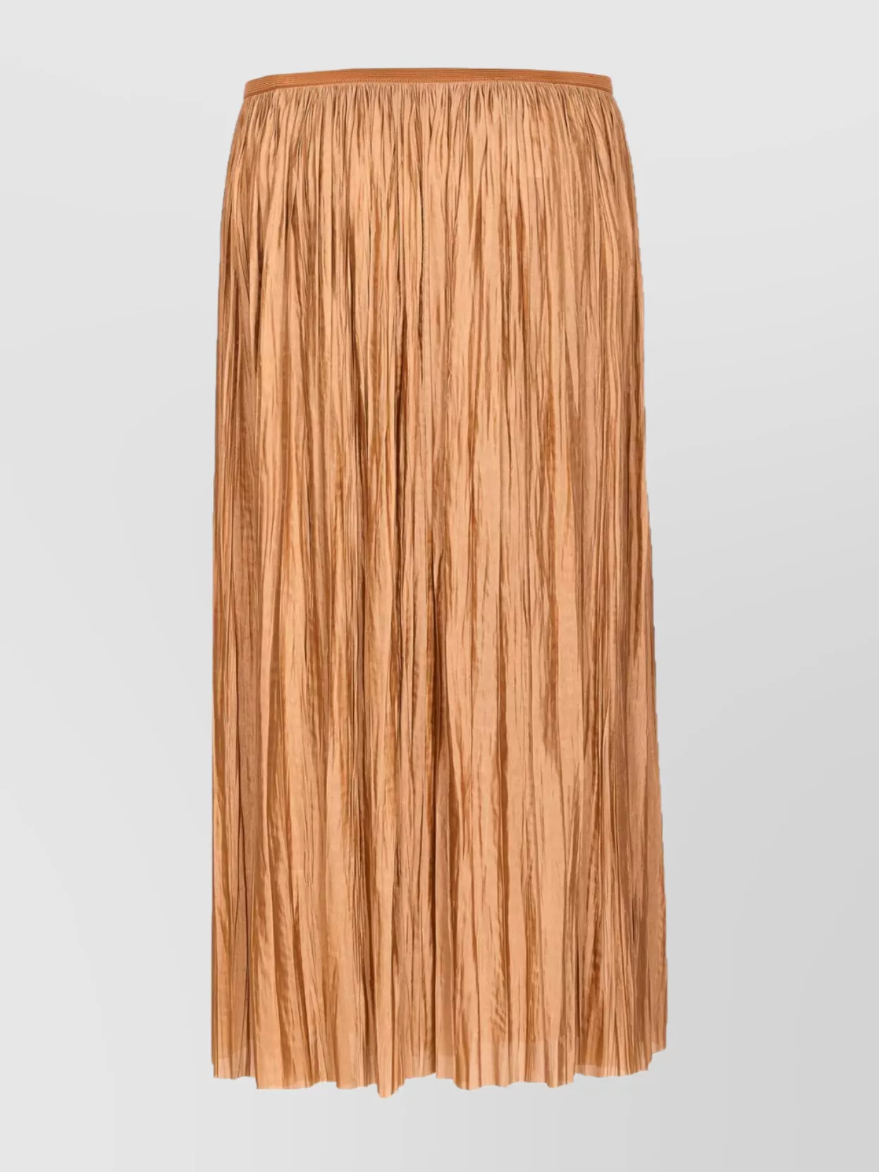Roberto Collina Midi Pleated Skirt Elastic Waistband In Brown