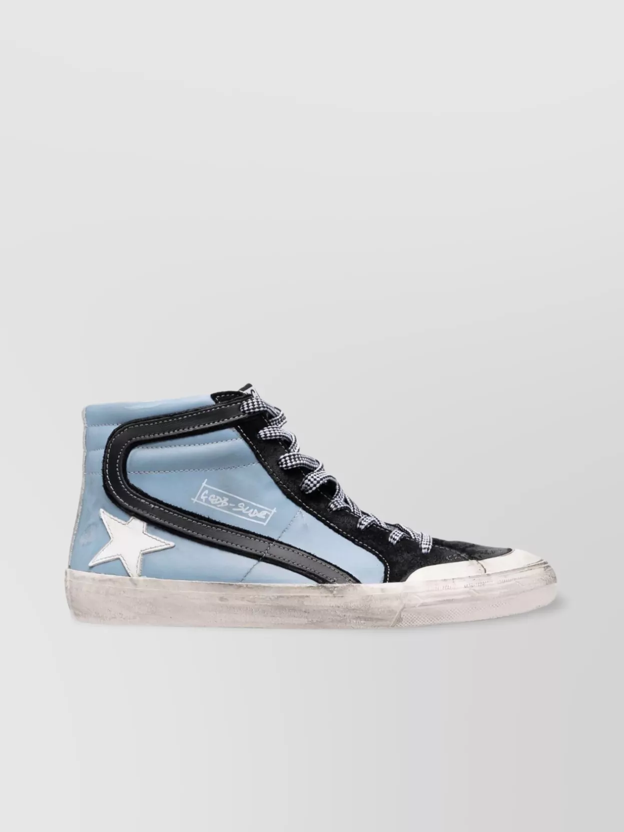 Shop Golden Goose Distressed Leather High-top Sneakers In Blue